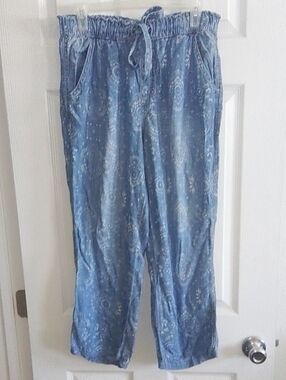 Boho Print Knox Rose Light Blue Printed Elastic Waist Dress Size L